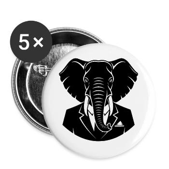 Elephant in Suit – Business Animal Motif - Buttons large 2.2''/56 mm (5-pack) - white - Front