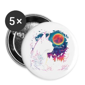 Katzenschlaf in Neon-Nacht - Buttons groß 56 mm (5er Pack) - Weiß - Vorne