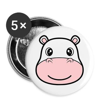 Nilpferd Kopf Gesicht Maske Lächeln - Buttons groß 56 mm (5er Pack) - Weiß - Vorne
