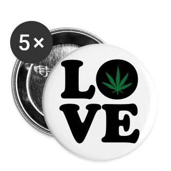 Love weed cannabis  - Lot de 5 grands badges (56 mm) - blanc - Devant