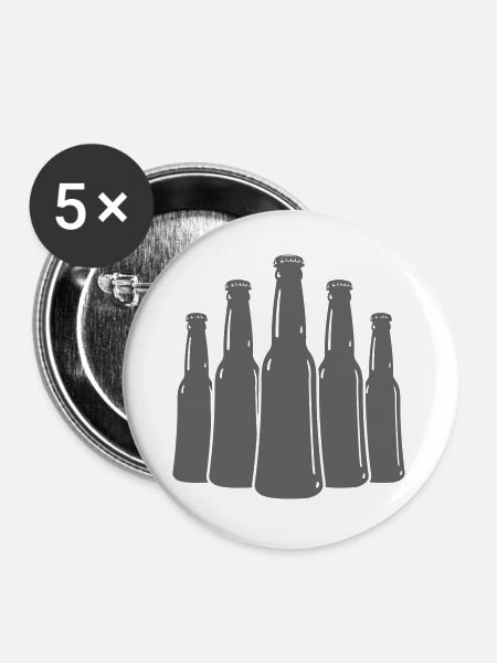 Bierflaschen Silhouetten Reihe - Buttons groß 56 mm (5er Pack) - Weiß
