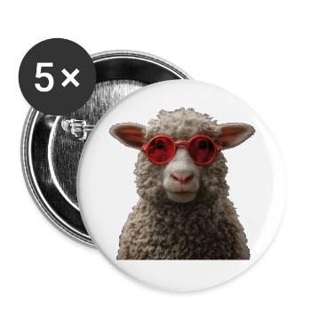 Moutons avec des lunettes de soleil - Lot de 5 grands badges (56 mm) - blanc - Devant