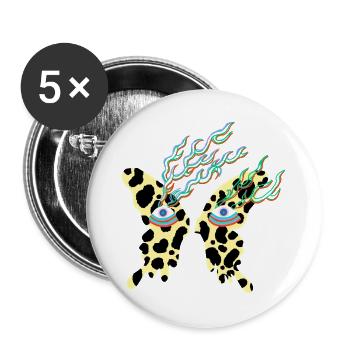 butterfly_with_eyes - Buttons groß 56 mm (5er Pack) - Weiß - Vorne