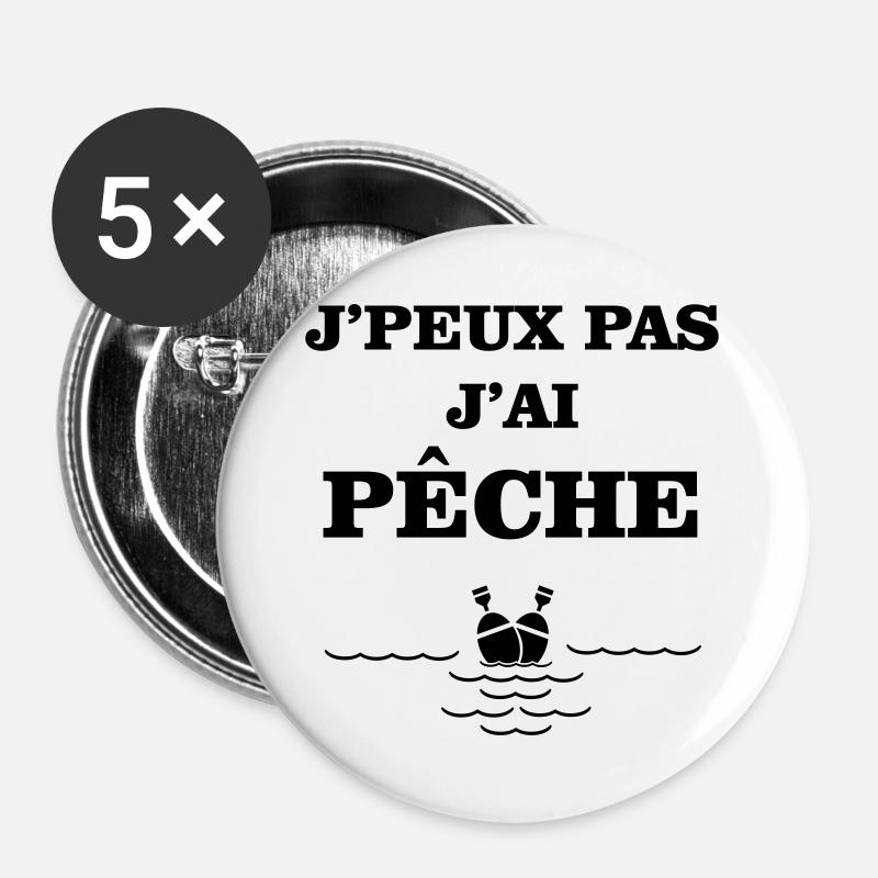 I can't, I fished - Buttons large 2.2''/56 mm (5-pack) - white