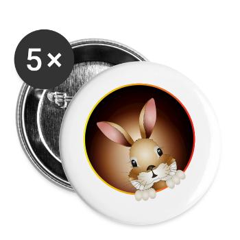 Un lapin curieux sort du terrier du lapin - Lot de 5 grands badges (56 mm) - blanc - Devant