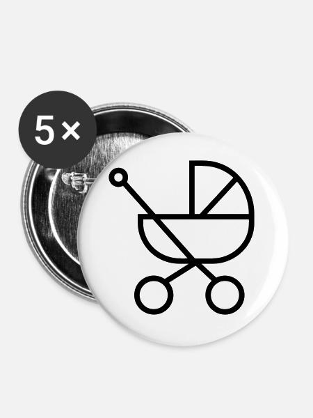 Kinderwagen - Buttons groß 56 mm (5er Pack) - Weiß