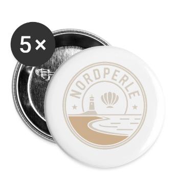 Nordperle Hamburg Nordsee Ostsee Norddeutsch Deern - Buttons groß 56 mm (5er Pack) - Weiß - Vorne