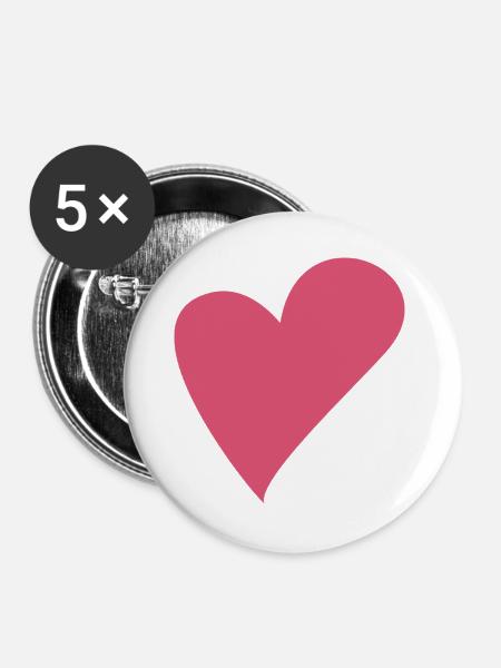 Liebe Herz Herzen - Buttons groß 56 mm (5er Pack) - Weiß