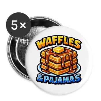 Waffles and pajamas love breakfast waffles - Buttons large 2.2''/56 mm (5-pack) - white - Front