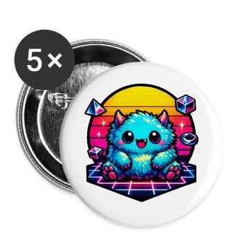 Neon fluffy monster - Buttons large 2.2''/56 mm (5-pack) - white - Front