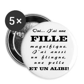 Papa protecteur - Lot de 5 grands badges (56 mm) - blanc - Devant