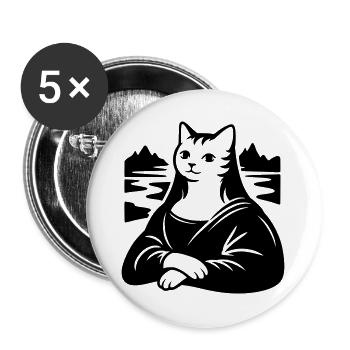 Katze Lisa Portrait - Buttons groß 56 mm (5er Pack) - Weiß - Vorne
