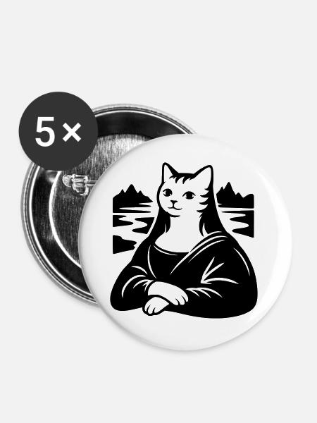Katze Lisa Portrait - Buttons groß 56 mm (5er Pack) - Weiß