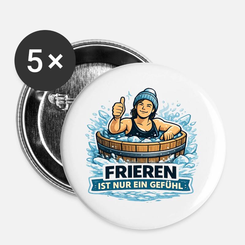 Frieren Ist Nur Ein Gefühl – Eisbad Spaß - Buttons large 2.2''/56 mm (5-pack) - white