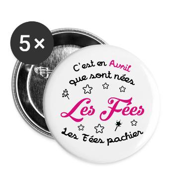 April Birthday - The Fairies Don't Shit! - Buttons large 2.2''/56 mm (5-pack) - white - Front