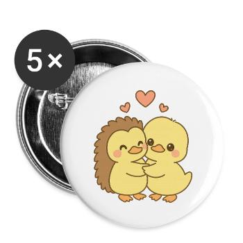 Duck Couple Valentine's Day - Buttons large 2.2''/56 mm (5-pack) - white - Front