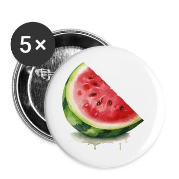 Watercolor Watermelon Slice - Buttons large 2.2''/56 mm (5-pack) - white - Front