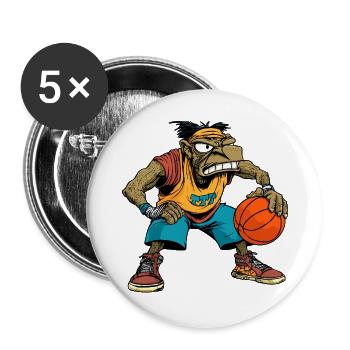 Hip-Hopper Basketballspieler / Basketball Rapper - Buttons groß 56 mm (5er Pack) - Weiß - Vorne