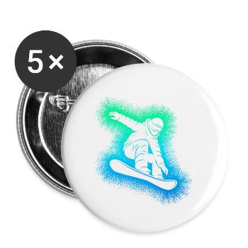 Snowboard Snowboarder Snowboarding - Buttons large 2.2''/56 mm (5-pack) - white - Front
