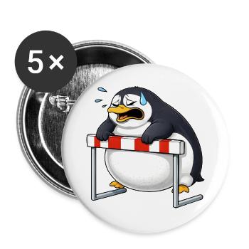 Cute penguin cartoon funny unsporty hurdle - Buttons large 2.2''/56 mm (5-pack) - white - Front