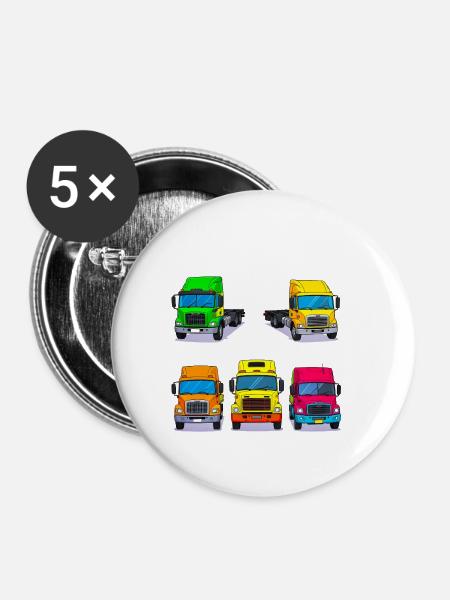 Lebendige Trucken-Sammlung - Buttons groß 56 mm (5er Pack) - Weiß