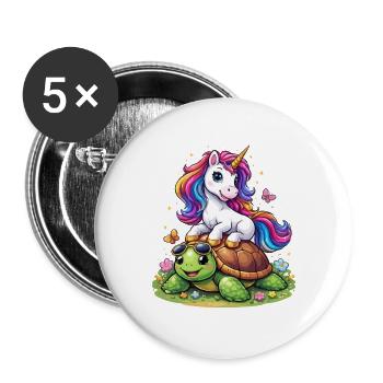 Unicorn on turtle - Buttons large 2.2''/56 mm (5-pack) - white - Front