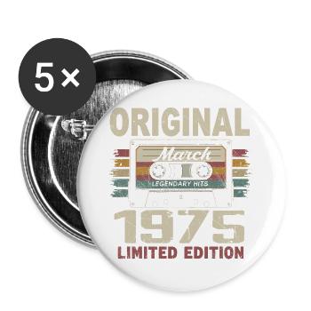 Mars 1975 Vintage mars 1975 - Lot de 5 grands badges (56 mm) - blanc - Devant
