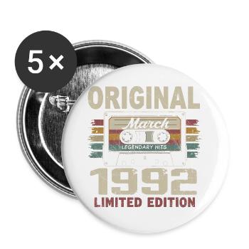 März 1992 Vintage März 1992 - Buttons groß 56 mm (5er Pack) - Weiß - Vorne