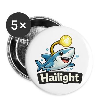 Hai Light / Highlight lustiges Wortwitz Shirt - Buttons groß 56 mm (5er Pack) - Weiß - Vorne