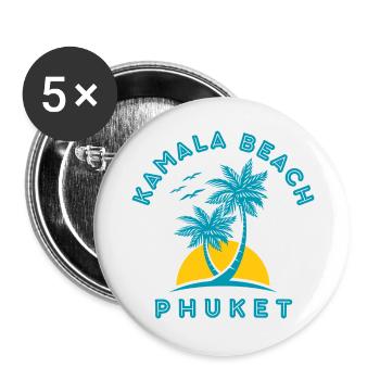 Kamala Beach Phuket Sonnenuntergangspalme - Buttons groß 56 mm (5er Pack) - Weiß - Vorne