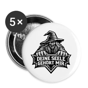 Hexen-Motiv mit Spruch "Deine Seele gehört mir" - Buttons groß 56 mm (5er Pack) - Weiß - Vorne
