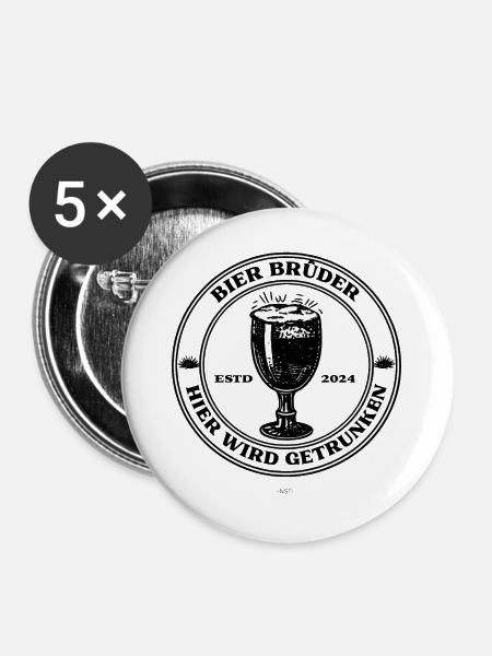 BierBrüder. Hier wird getrunken. - Buttons groß 56 mm (5er Pack) - Weiß