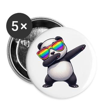 Süßer Cartoon Panda Dabbing Sonne Regenbogen Cool - Buttons groß 56 mm (5er Pack) - Weiß - Vorne