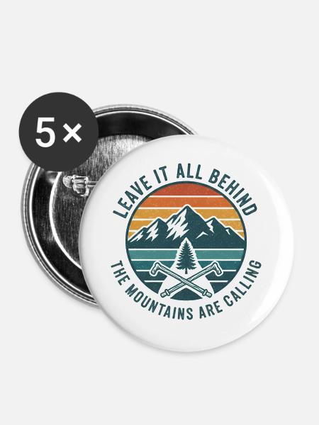 Berge rufen Patch - Buttons groß 56 mm (5er Pack) - Weiß