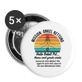Mission Uncle Rescue - funny saying - Buttons large 2.2''/56 mm (5-pack) - white - Front