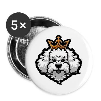Poodle Dog Crown - Buttons large 2.2''/56 mm (5-pack) - white - Front