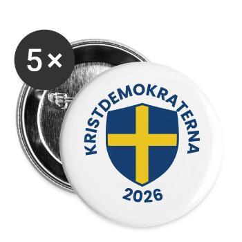 Croix Jaune du Bouclier Bleu Nordique - Lot de 5 grands badges (56 mm) - blanc - Devant