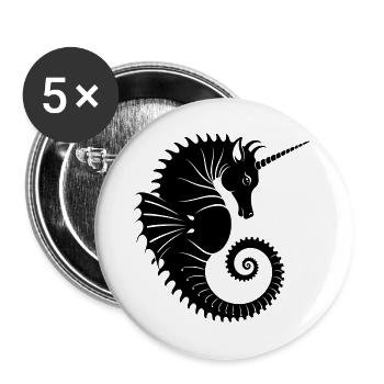 Unicorn Seahorse – Mystical Sea Creature - Buttons large 2.2''/56 mm (5-pack) - white - Front