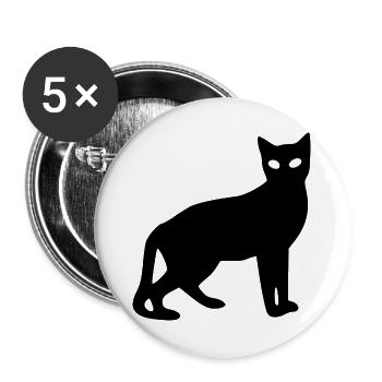 Black Cat Silhouette Gift Cat Lover - Buttons large 2.2''/56 mm (5-pack) - white - Front