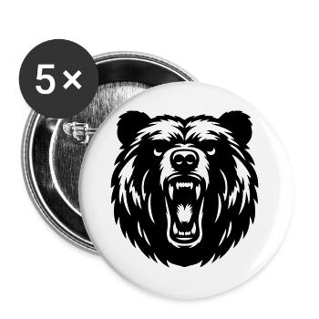 Russian Grizzly Bear – Strong Motive! - Buttons large 2.2''/56 mm (5-pack) - white - Front