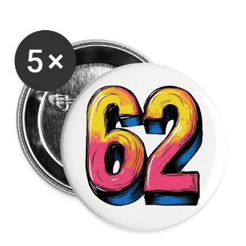 62 Number Colorful - Buttons large 2.2''/56 mm (5-pack) - white - Front
