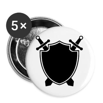 Mittelalterlicher Schild mit Schwert - Buttons groß 56 mm (5er Pack) - Weiß - Vorne