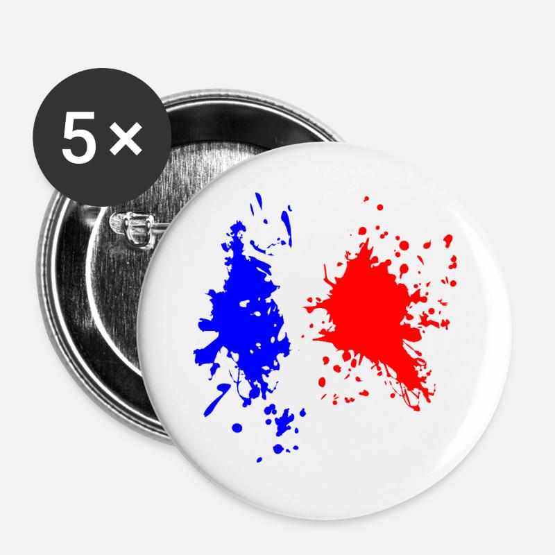 Frankreich Flagge Splash - Buttons groß 56 mm (5er Pack) - Weiß