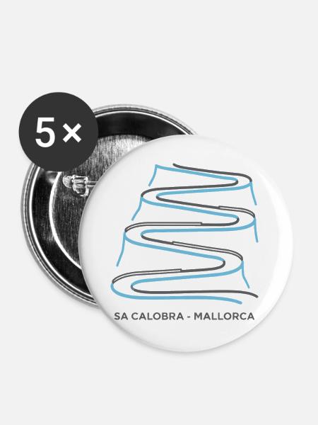 Sa Calobra Mallorca Rad-Serpentinen-Kunst - Buttons groß 56 mm (5er Pack) - Weiß