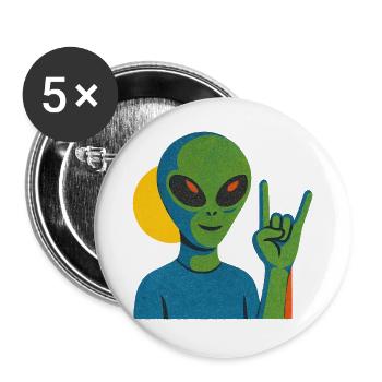Panneau néon en pierre extraterrestre - Lot de 5 grands badges (56 mm) - blanc - Devant