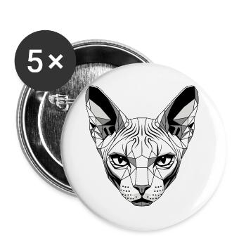 Sphynx Katze Sphynxkatze Canadian Cat Süße Sphinx - Buttons groß 56 mm (5er Pack) - Weiß - Vorne