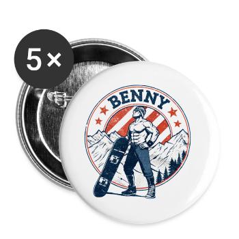 Benny, vintage look - Buttons large 2.2''/56 mm (5-pack) - white - Front