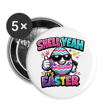 Hell yes It's Easter - Buttons large 2.2''/56 mm (5-pack) - white - Front
