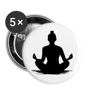 Yoga-Meditation Silhouette - Illustration - Buttons groß 56 mm (5er Pack) - Weiß - Vorne