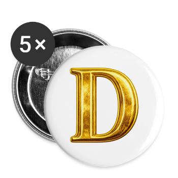 Monogramme en D Or - Lot de 5 grands badges (56 mm) - blanc - Devant